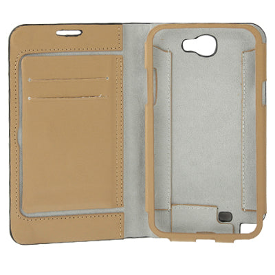 Lichi Texture High Quality Genuine Leather Case with Credit Card Slots & Holder for Galaxy Note II / N7100