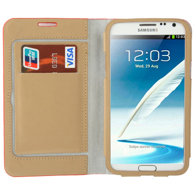 Lichi Texture High Quality Genuine Leather Case with Credit Card Slots & Holder for Galaxy Note II / N7100