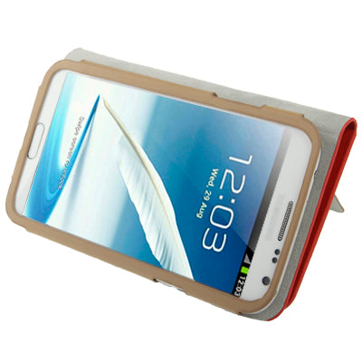 Lichi Texture High Quality Genuine Leather Case with Credit Card Slots & Holder for Galaxy Note II / N7100
