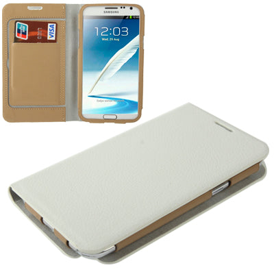 Lichi Texture High Quality Genuine Leather Case with Credit Card Slots & Holder for Galaxy Note II / N7100