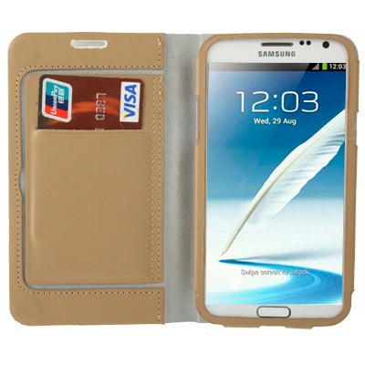 Lichi Texture High Quality Genuine Leather Case with Credit Card Slots & Holder for Galaxy Note II / N7100