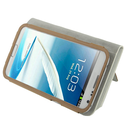 Lichi Texture High Quality Genuine Leather Case with Credit Card Slots & Holder for Galaxy Note II / N7100