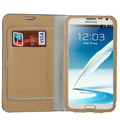 Lichi Texture High Quality Genuine Leather Case with Credit Card Slots & Holder for Galaxy Note II / N7100