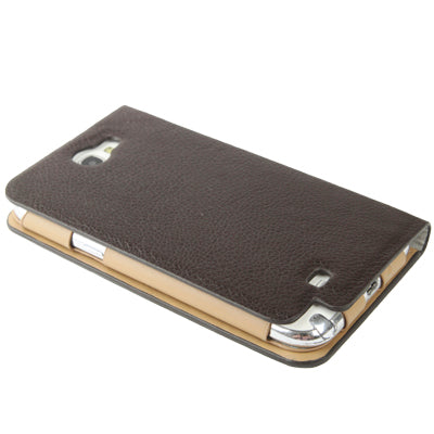 Lichi Texture High Quality Genuine Leather Case with Credit Card Slots & Holder for Galaxy Note II / N7100