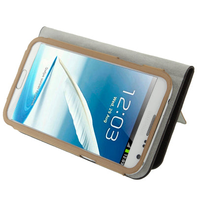 Lichi Texture High Quality Genuine Leather Case with Credit Card Slots & Holder for Galaxy Note II / N7100