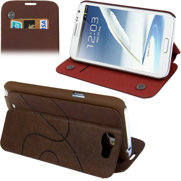 Embossing Pattern Flip Leather Case with Credit Card Slot / Holder / Suction Cup for Galaxy Note II / N7100