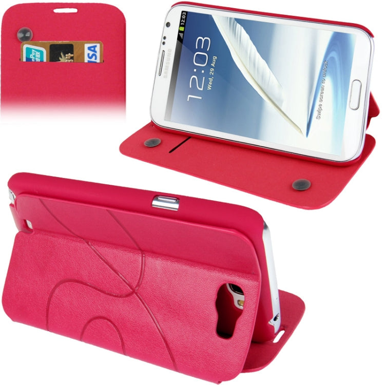 Embossing Pattern Flip Leather Case with Credit Card Slot / Holder / Suction Cup for Galaxy Note II / N7100