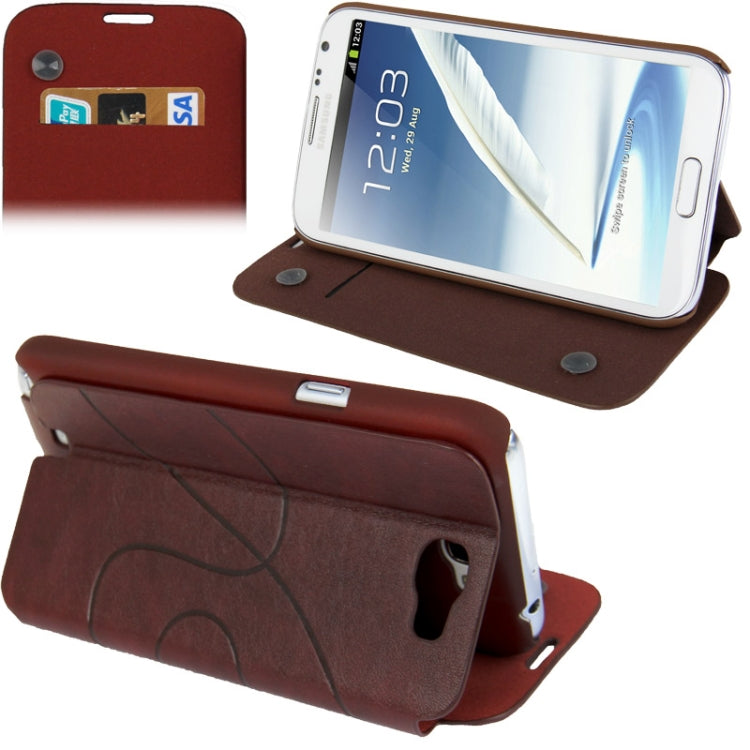Embossing Pattern Flip Leather Case with Credit Card Slot / Holder / Suction Cup for Galaxy Note II / N7100
