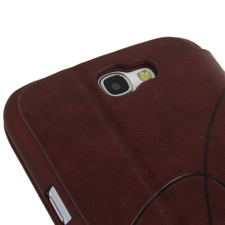 Embossing Pattern Flip Leather Case with Credit Card Slot / Holder / Suction Cup for Galaxy Note II / N7100