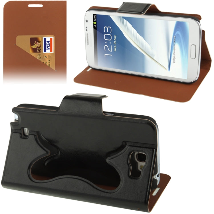 Crazy Horse Texture Flip Leather Case with Credit Card Slot / Hollow Holder / Sleep / Wake-up Function for Galaxy Note II / N7100
