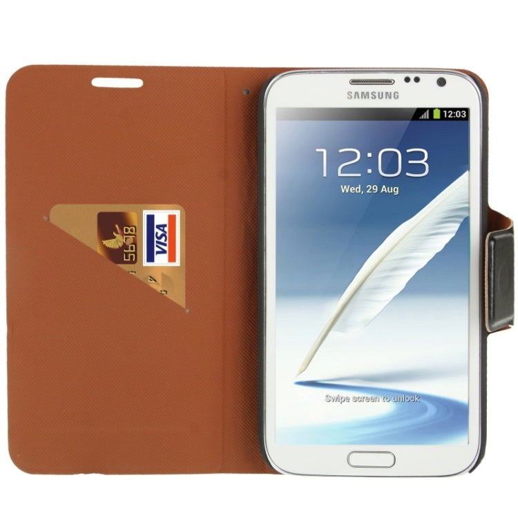 Crazy Horse Texture Flip Leather Case with Credit Card Slot / Hollow Holder / Sleep / Wake-up Function for Galaxy Note II / N7100