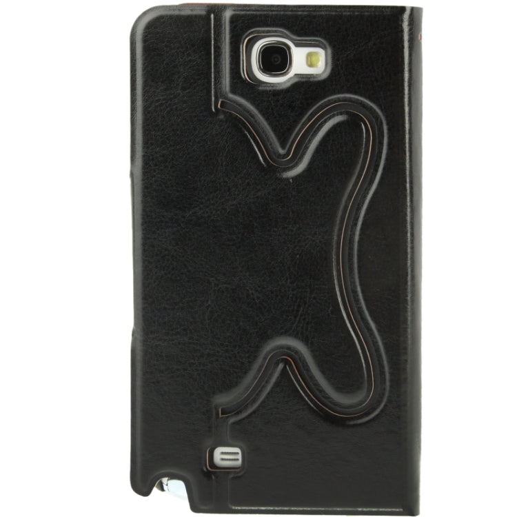Crazy Horse Texture Flip Leather Case with Credit Card Slot / Hollow Holder / Sleep / Wake-up Function for Galaxy Note II / N7100