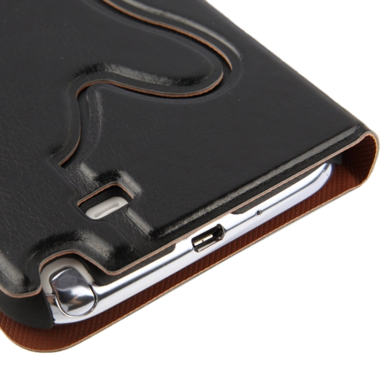 Crazy Horse Texture Flip Leather Case with Credit Card Slot / Hollow Holder / Sleep / Wake-up Function for Galaxy Note II / N7100