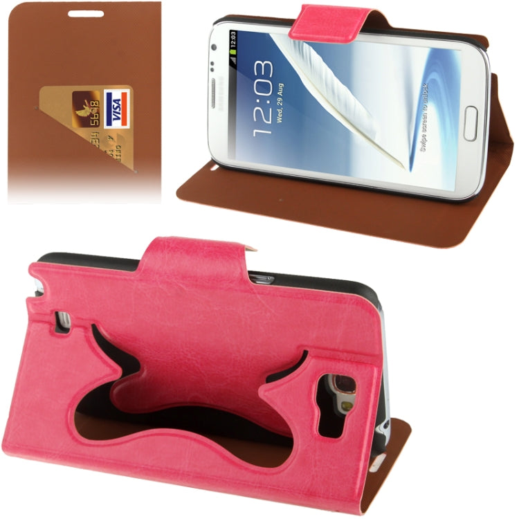 Crazy Horse Texture Flip Leather Case with Credit Card Slot / Hollow Holder / Sleep / Wake-up Function for Galaxy Note II / N7100