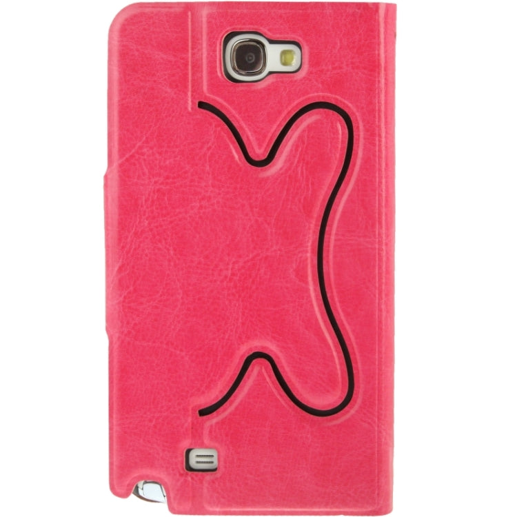 Crazy Horse Texture Flip Leather Case with Credit Card Slot / Hollow Holder / Sleep / Wake-up Function for Galaxy Note II / N7100