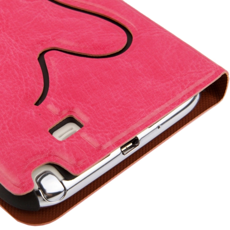 Crazy Horse Texture Flip Leather Case with Credit Card Slot / Hollow Holder / Sleep / Wake-up Function for Galaxy Note II / N7100