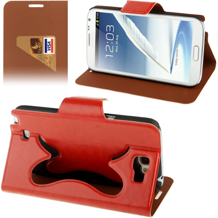 Crazy Horse Texture Flip Leather Case with Credit Card Slot / Hollow Holder / Sleep / Wake-up Function for Galaxy Note II / N7100