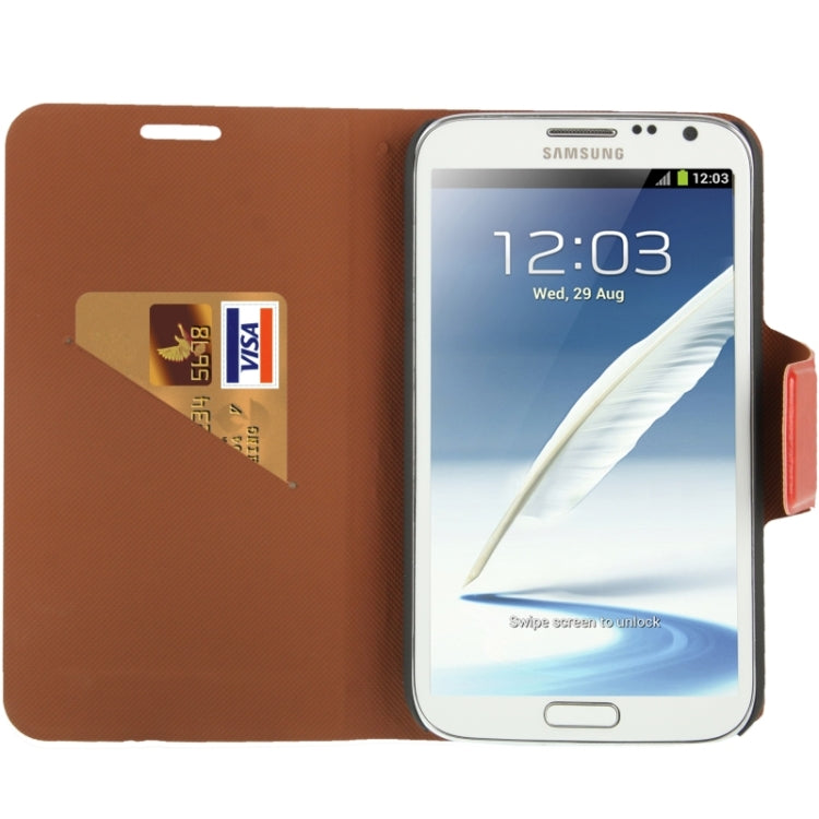 Crazy Horse Texture Flip Leather Case with Credit Card Slot / Hollow Holder / Sleep / Wake-up Function for Galaxy Note II / N7100