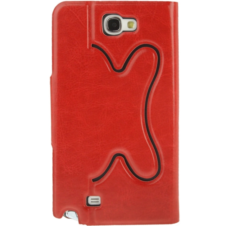 Crazy Horse Texture Flip Leather Case with Credit Card Slot / Hollow Holder / Sleep / Wake-up Function for Galaxy Note II / N7100