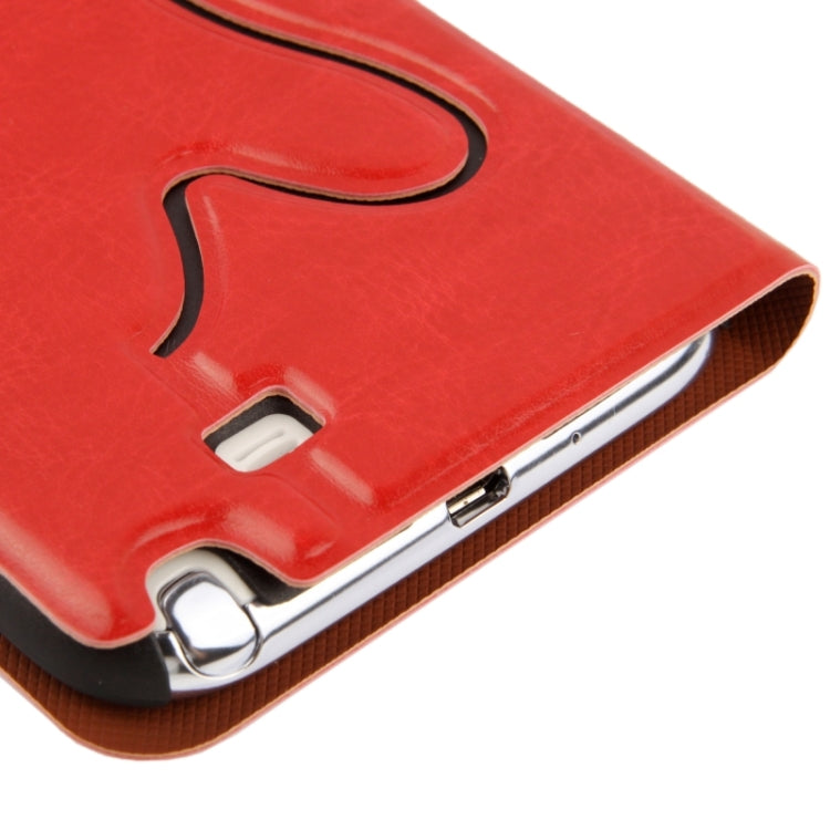 Crazy Horse Texture Flip Leather Case with Credit Card Slot / Hollow Holder / Sleep / Wake-up Function for Galaxy Note II / N7100