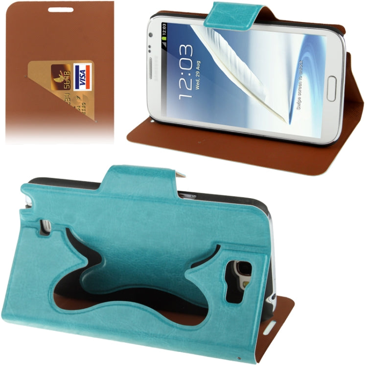 Crazy Horse Texture Flip Leather Case with Credit Card Slot / Hollow Holder / Sleep / Wake-up Function for Galaxy Note II / N7100