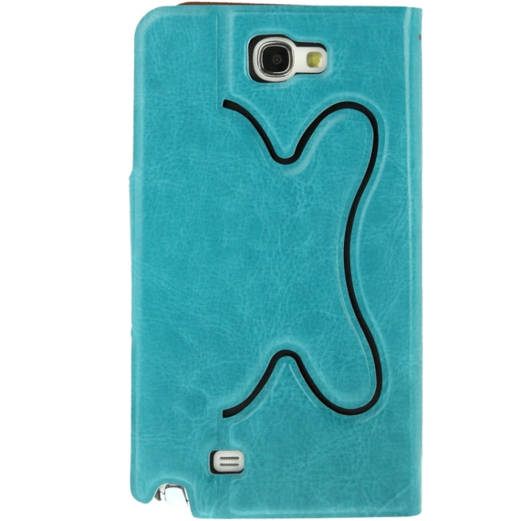Crazy Horse Texture Flip Leather Case with Credit Card Slot / Hollow Holder / Sleep / Wake-up Function for Galaxy Note II / N7100