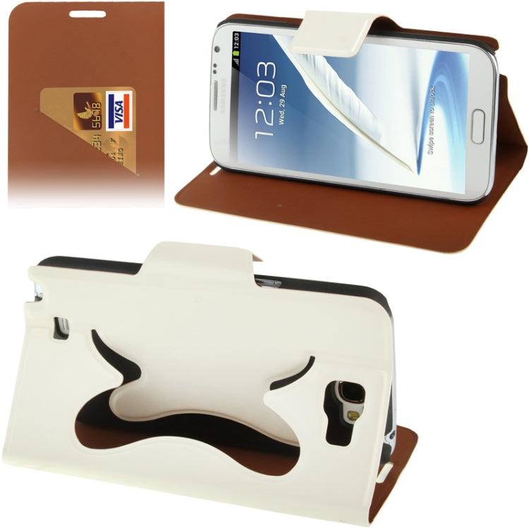 Crazy Horse Texture Flip Leather Case with Credit Card Slot / Hollow Holder / Sleep / Wake-up Function for Galaxy Note II / N7100