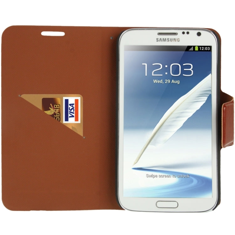 Crazy Horse Texture Flip Leather Case with Credit Card Slot / Hollow Holder / Sleep / Wake-up Function for Galaxy Note II / N7100