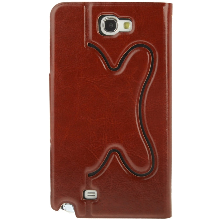 Crazy Horse Texture Flip Leather Case with Credit Card Slot / Hollow Holder / Sleep / Wake-up Function for Galaxy Note II / N7100