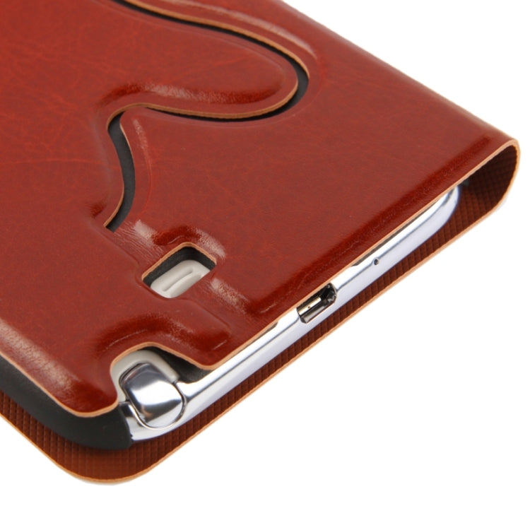 Crazy Horse Texture Flip Leather Case with Credit Card Slot / Hollow Holder / Sleep / Wake-up Function for Galaxy Note II / N7100