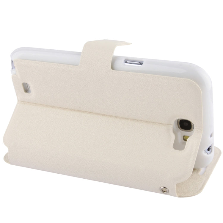 Pebble Texture Leather Case with Call Display ID & Holder for Galaxy Note II / N7100(White)