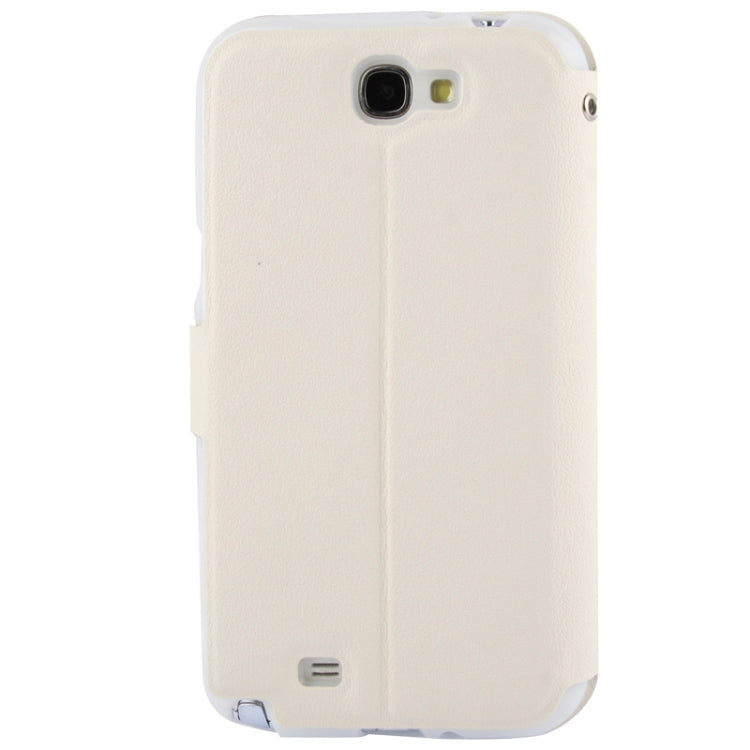 Pebble Texture Leather Case with Call Display ID & Holder for Galaxy Note II / N7100(White)