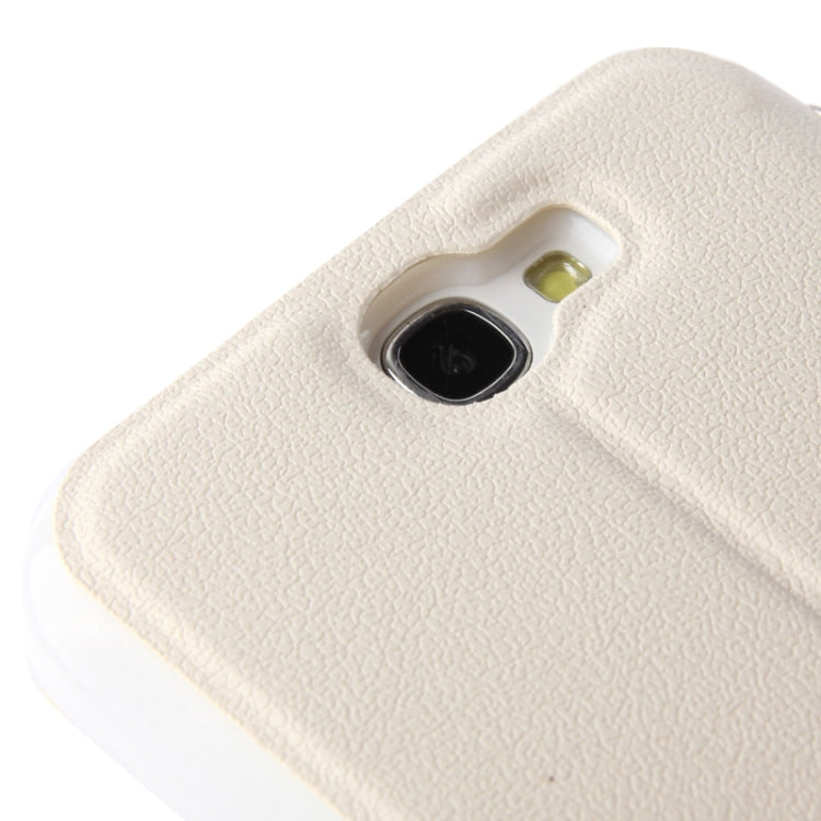 Pebble Texture Leather Case with Call Display ID & Holder for Galaxy Note II / N7100(White)