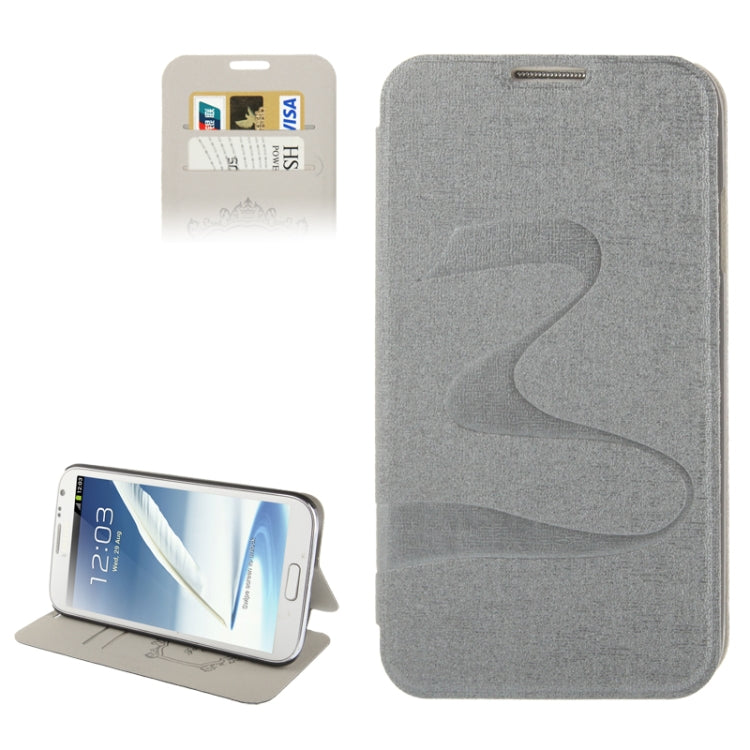Oracle Texture Embossing Pattern Leather Case with Credit Card Slots & Butterfly Holder for Galaxy Note II / N7100(Grey)