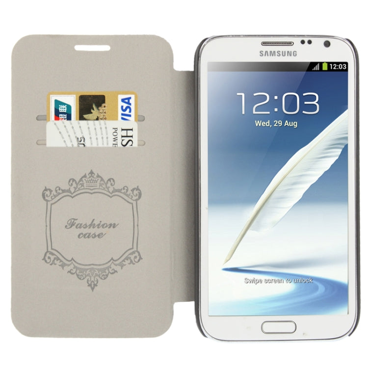 Oracle Texture Embossing Pattern Leather Case with Credit Card Slots & Butterfly Holder for Galaxy Note II / N7100(Grey)