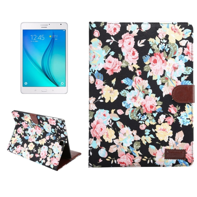 Flower Pattern Cloth Surface PU Leather Case with Holder & Card Slots & Wallet for Galaxy Tab S2 8.0 / T715