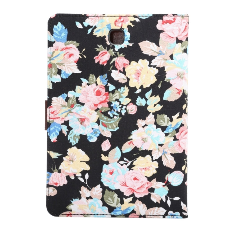 Flower Pattern Cloth Surface PU Leather Case with Holder & Card Slots & Wallet for Galaxy Tab S2 8.0 / T715