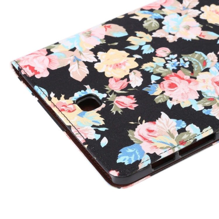 Flower Pattern Cloth Surface PU Leather Case with Holder & Card Slots & Wallet for Galaxy Tab S2 8.0 / T715