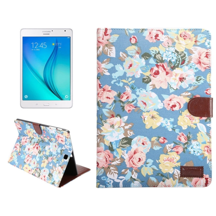 Flower Pattern Cloth Surface PU Leather Case with Holder & Card Slots & Wallet for Galaxy Tab S2 8.0 / T715