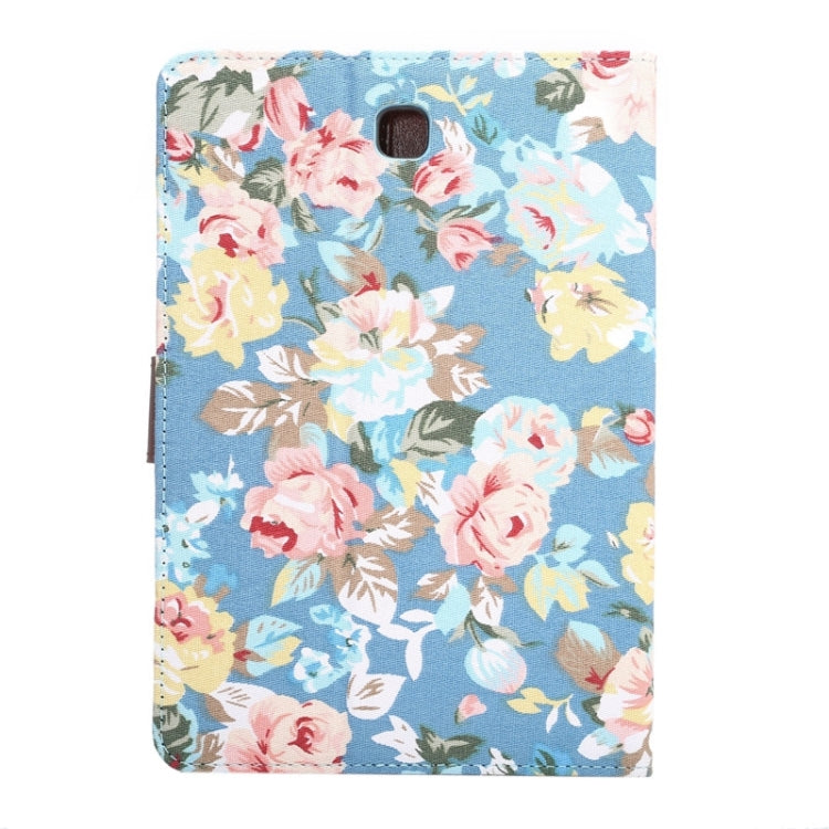 Flower Pattern Cloth Surface PU Leather Case with Holder & Card Slots & Wallet for Galaxy Tab S2 8.0 / T715