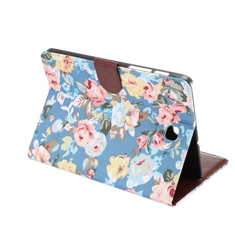 Flower Pattern Cloth Surface PU Leather Case with Holder & Card Slots & Wallet for Galaxy Tab S2 8.0 / T715
