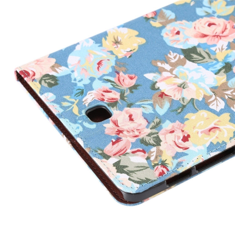 Flower Pattern Cloth Surface PU Leather Case with Holder & Card Slots & Wallet for Galaxy Tab S2 8.0 / T715