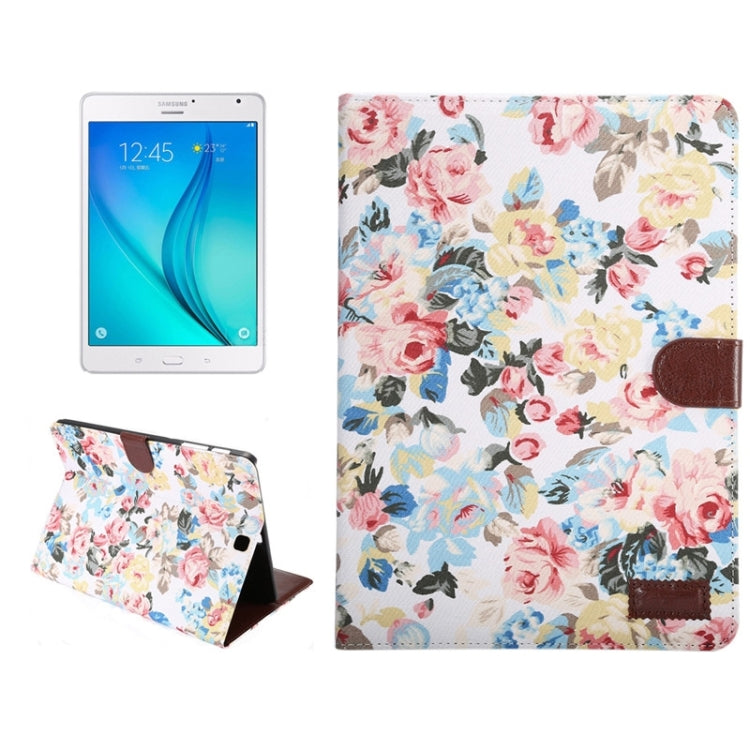 Flower Pattern Cloth Surface PU Leather Case with Holder & Card Slots & Wallet for Galaxy Tab S2 8.0 / T715