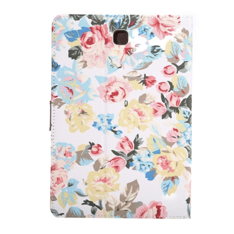 Flower Pattern Cloth Surface PU Leather Case with Holder & Card Slots & Wallet for Galaxy Tab S2 8.0 / T715