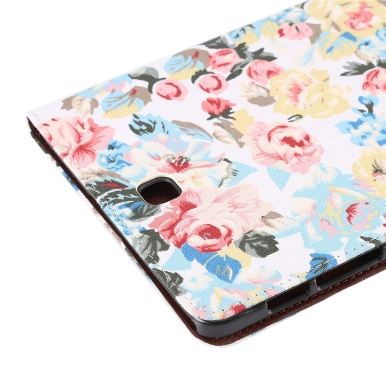Flower Pattern Cloth Surface PU Leather Case with Holder & Card Slots & Wallet for Galaxy Tab S2 8.0 / T715