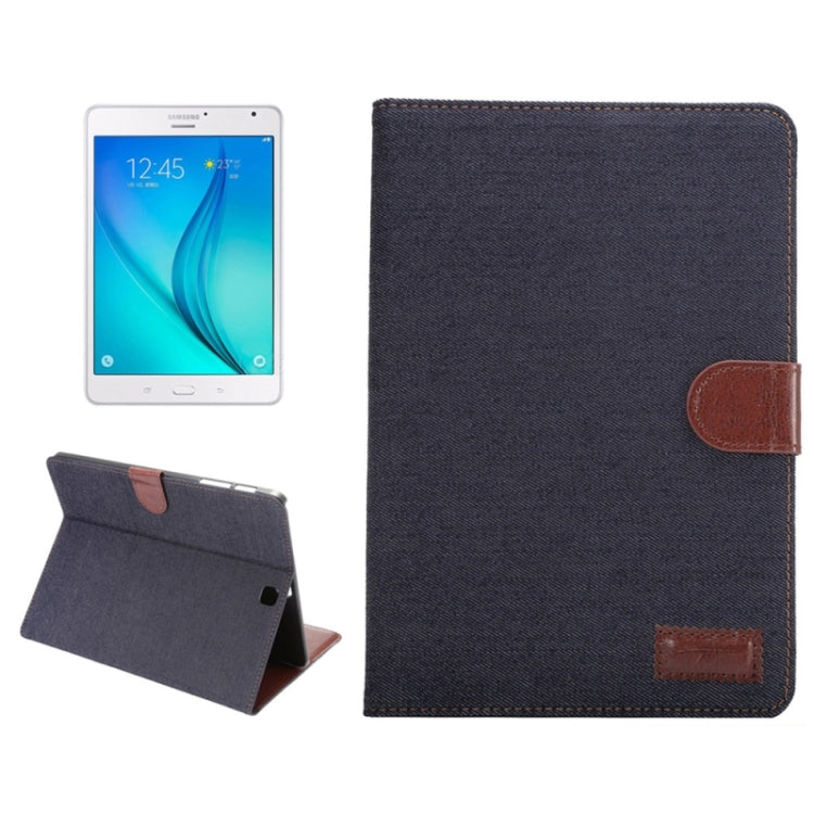 Denim Surface PU Leather Case with Holder & Card Slots & Wallet for Galaxy Tab S2 8.0 / T715(Black)