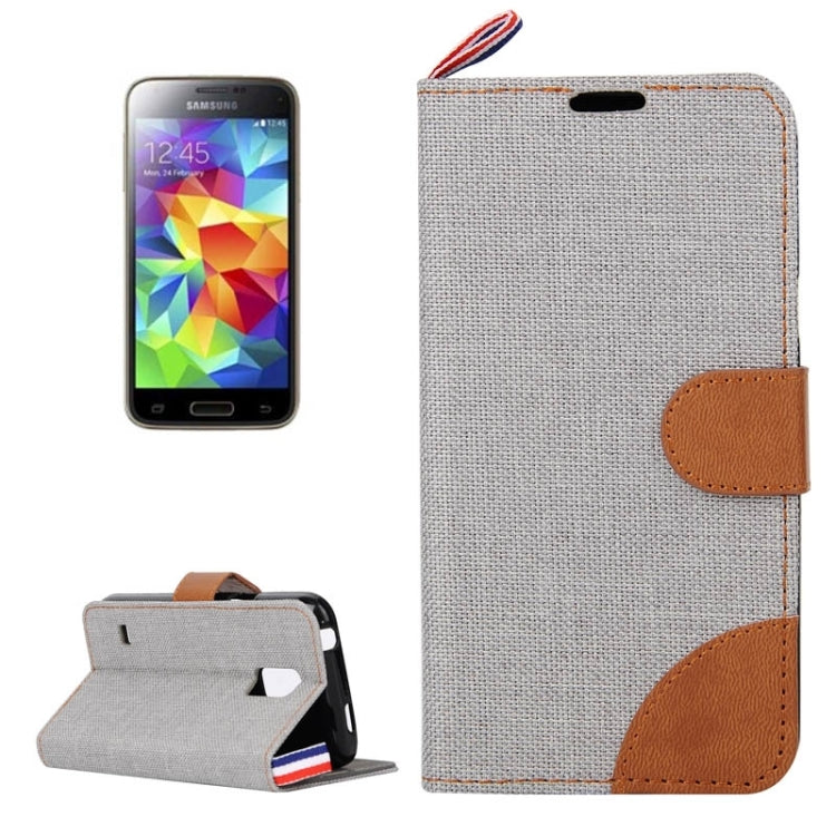 Denim Texture Horizontal Flip Leather Case with Card Slots & Holder & Lanyard for Galaxy S5 Mini / G800