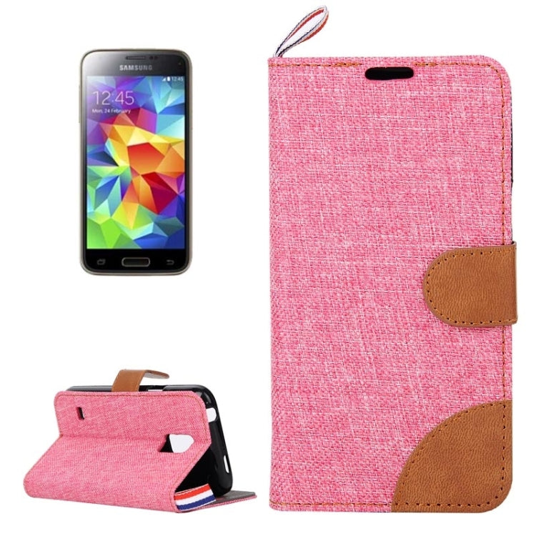 Denim Texture Horizontal Flip Leather Case with Card Slots & Holder & Lanyard for Galaxy S5 Mini / G800