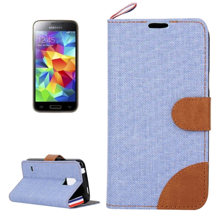 Denim Texture Horizontal Flip Leather Case with Card Slots & Holder & Lanyard for Galaxy S5 Mini / G800