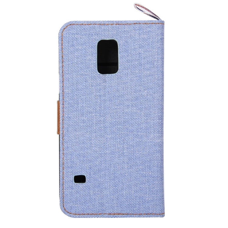 Denim Texture Horizontal Flip Leather Case with Card Slots & Holder & Lanyard for Galaxy S5 Mini / G800